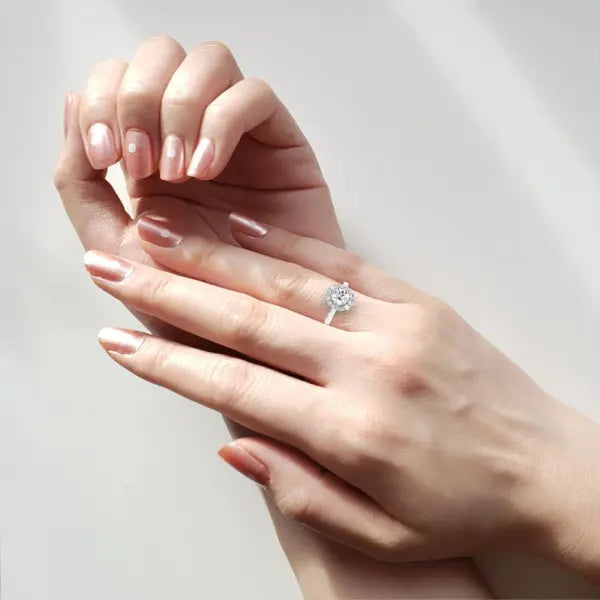 Round Halo with Cathedral Engagement Ring